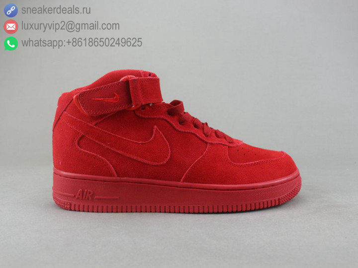 NIKE AIR FORCE 1 HIGH 07 RED SUEDE UNISEX SKATE SHOES